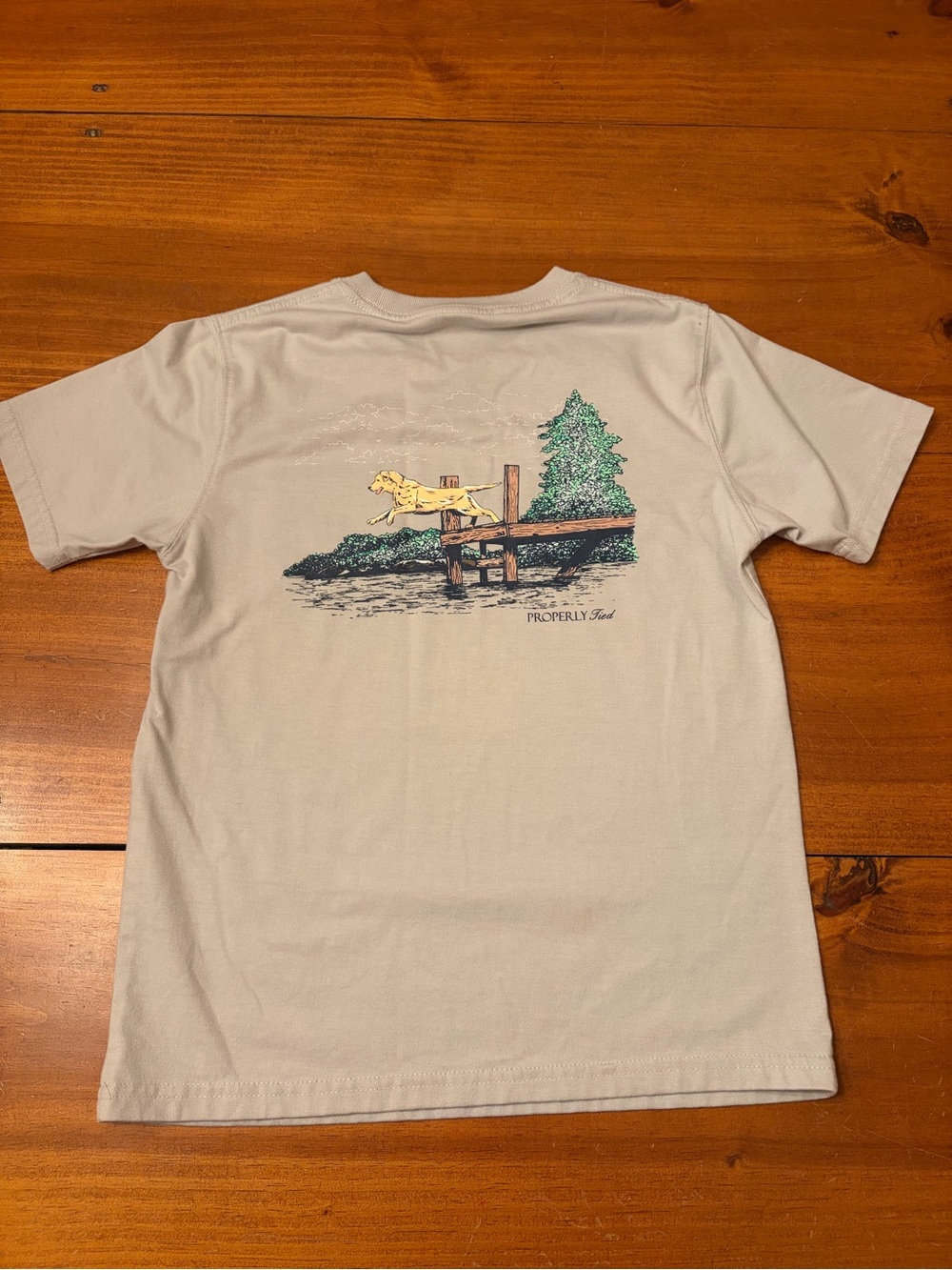 Properly Tied Kids Short-Sleeve Tan Graphic Tee - Dog Dock Print